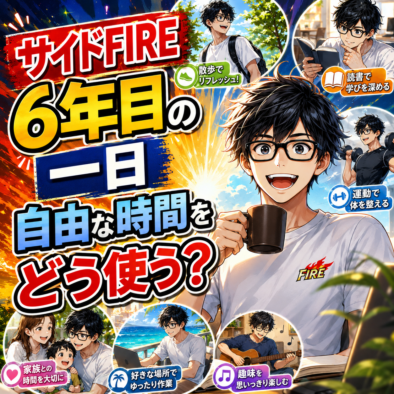 サイドFIRE6年目の一日。自由な時間をどう使っているかのサムネイル